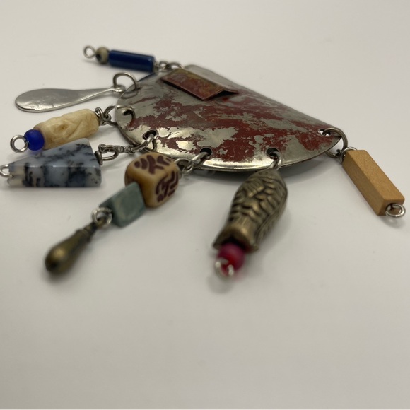 Vintage Boho Eclectic Dangling Charm Brooch/Pendant ✨ Artisan Mixed Media - Picture 8 of 9